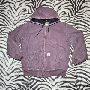 Carhartt WJ130 DPM Dusty Plum zip-up active insulated hoodie jacket womens L